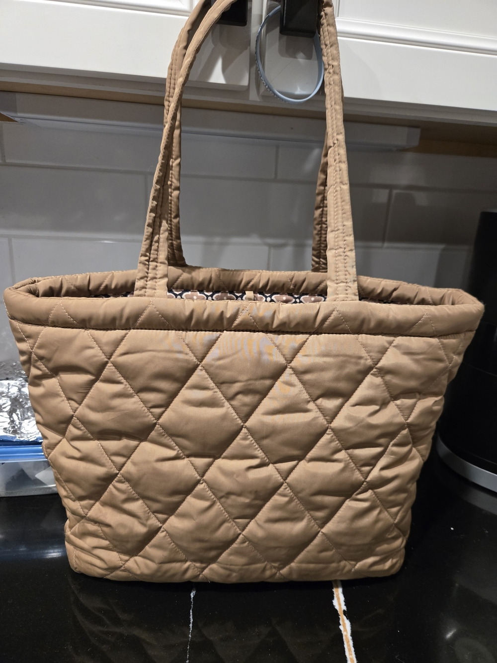 Vera Bradley Quilted Tote in Camel Tan